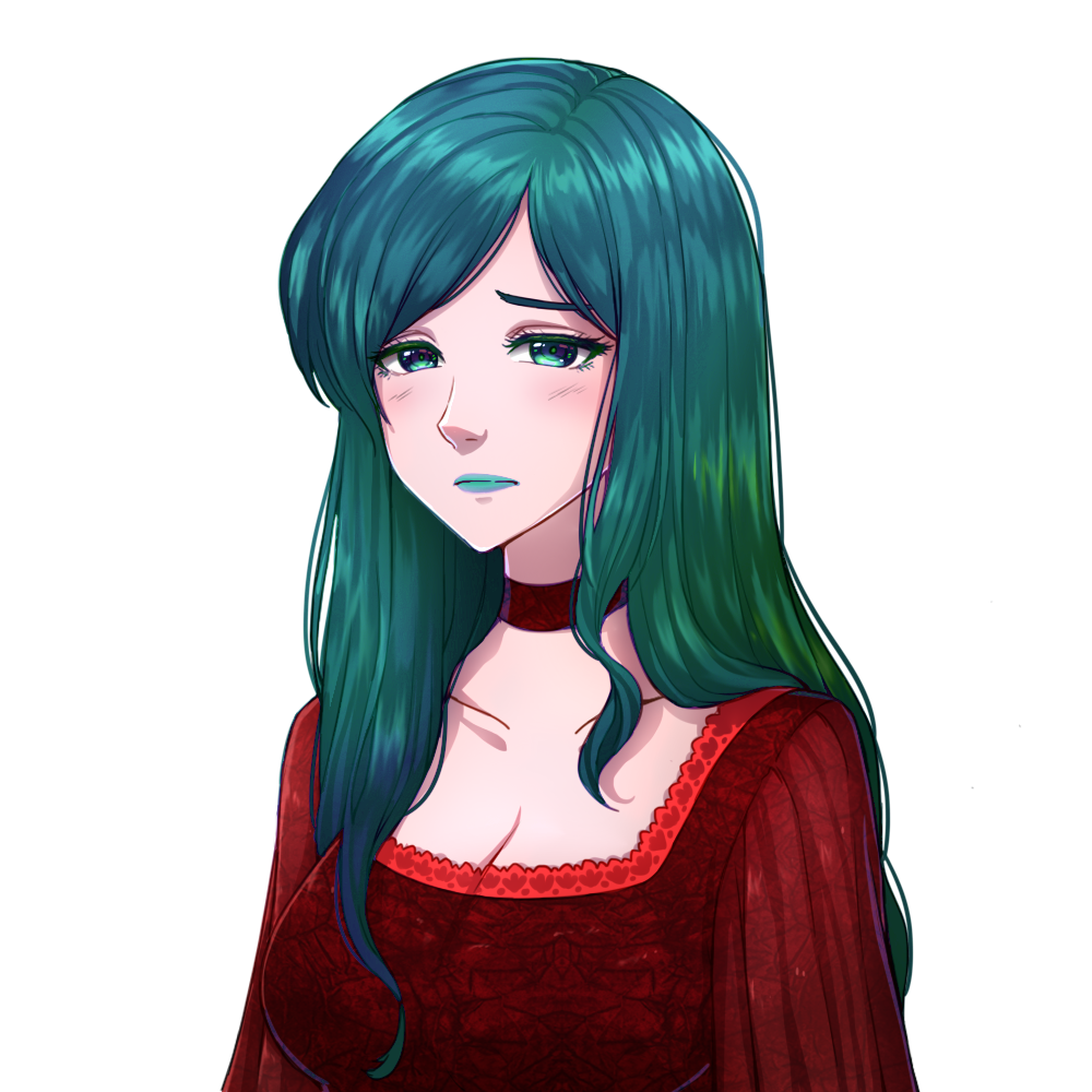 thebelovedmoon's representation of Mother Agatha (Mother, Horror Shop Games) with green hair